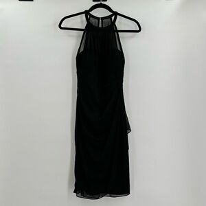 DAVID’S Bridal Black Elegant Halter Dress w/Layers of Sheer Fabric Women’s Sz 2